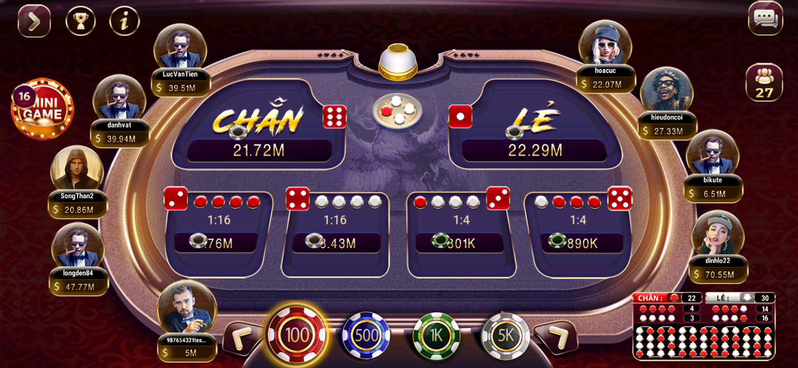 Giao diện sảnh chờ chính của game B52